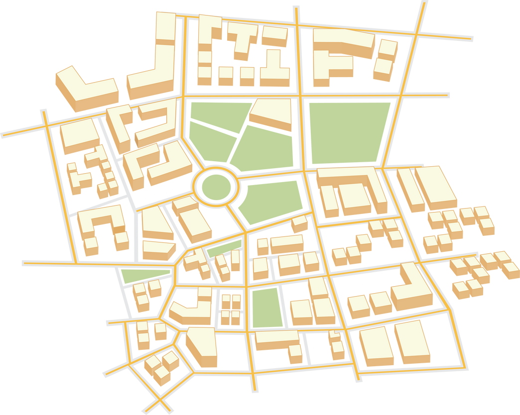 City plan map with buidings and roads